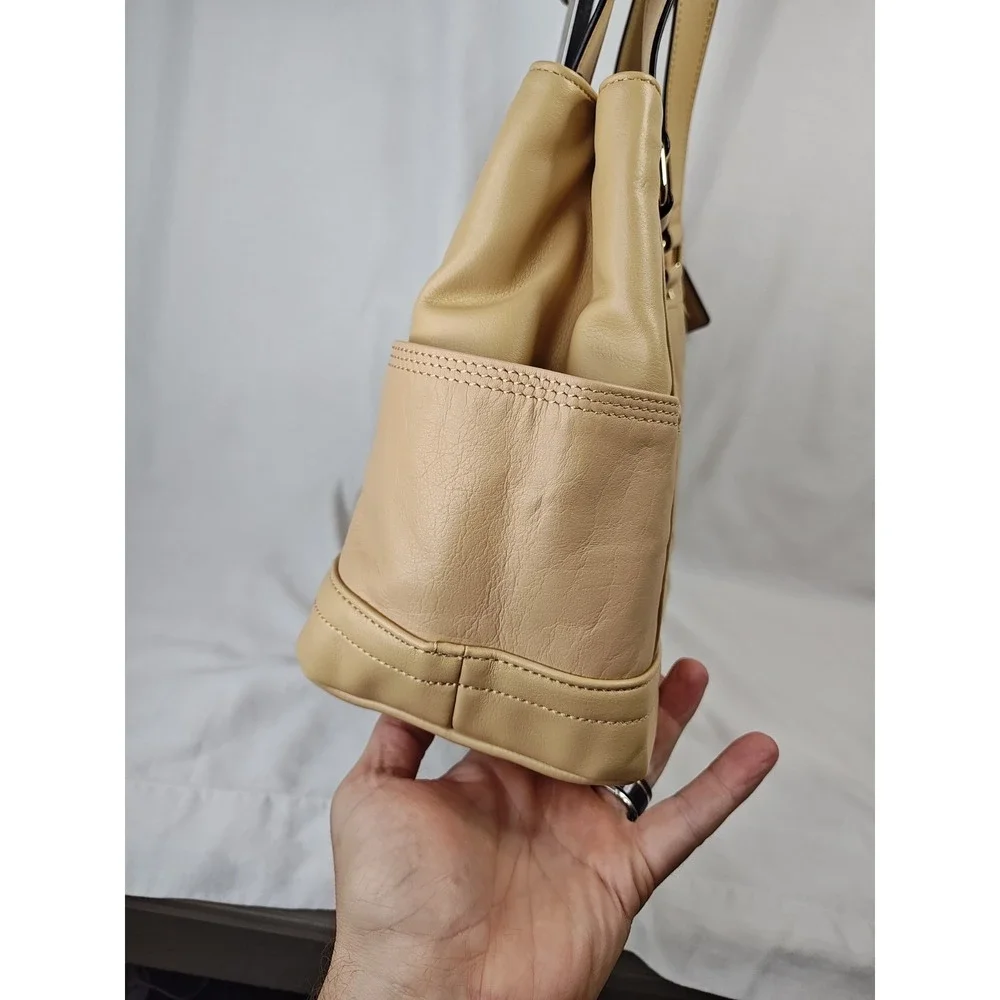 Tignanello Pretty Pockets Shopper Womens Luxury Leather Purse Tote Bag Dune NWT